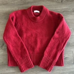 Everlane Red Ribbed Mock Neck Sweater